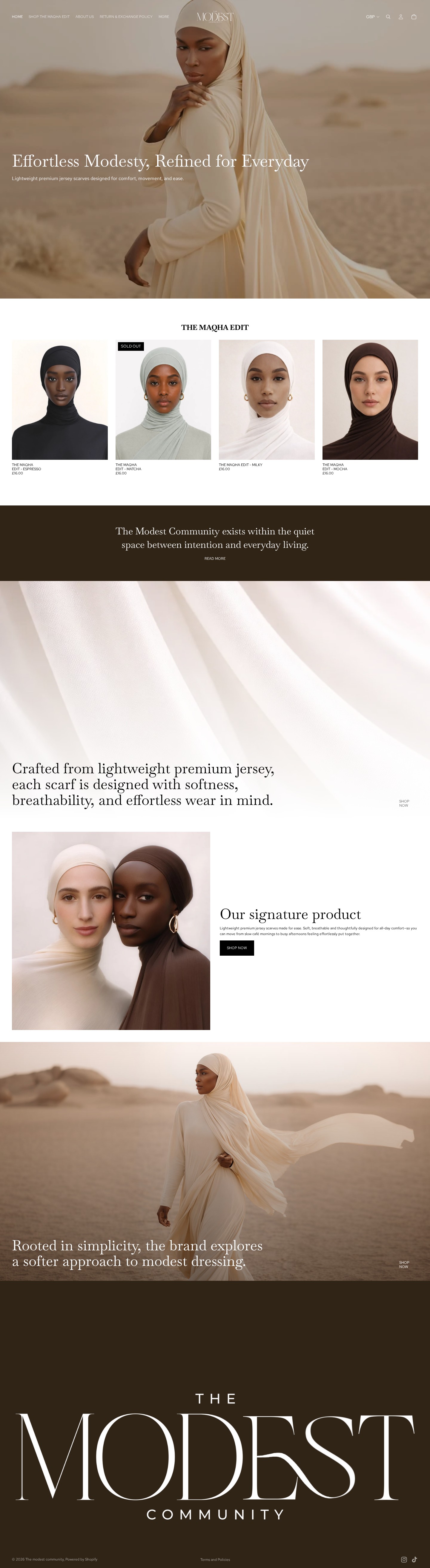 The Modest Community full website page